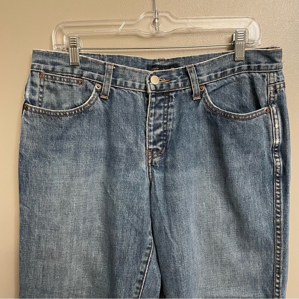 J. Crew Mid-Blue Cropped Jeans with Colorful Embroidered Hem - Picture 3 of 16